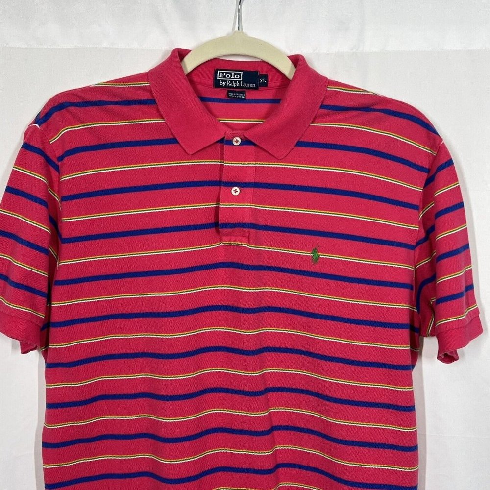 Polo Ralph Lauren Shirt Adult XL Striped Maroon White Golf  Rugby Mens XL - Picture 8 of 10